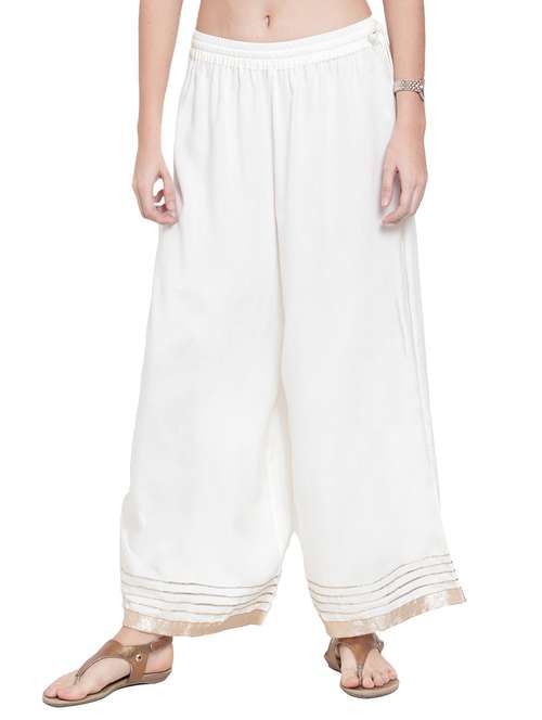 offwhite solid flared palazzo - 17694531 -  Standard Image - 0