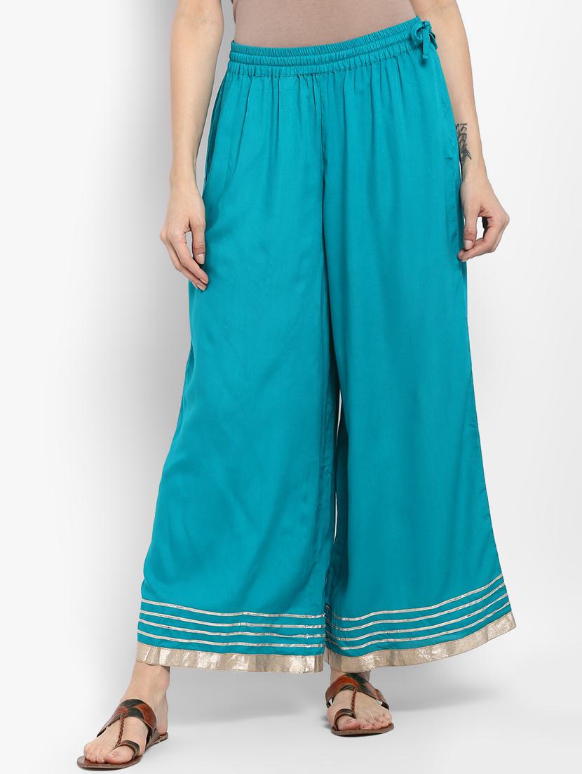turqouise viscose straight palazzo - 17694545 - Zoom Image - 0