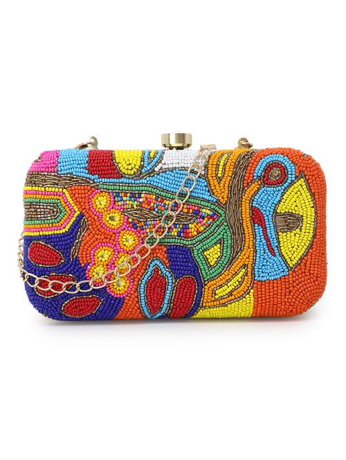 multi color faux silk box clutch - 17695028 - Standard Image - 0