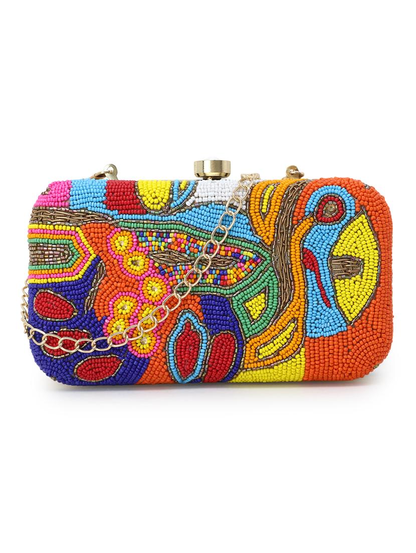 multi color faux silk box clutch - 17695028 - Zoom Image - 0