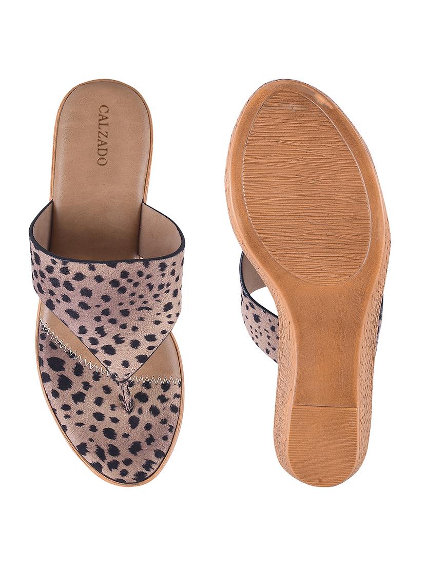 calzado women's beige platform heels open toe slippers - 17695078 - Standard Image - 3