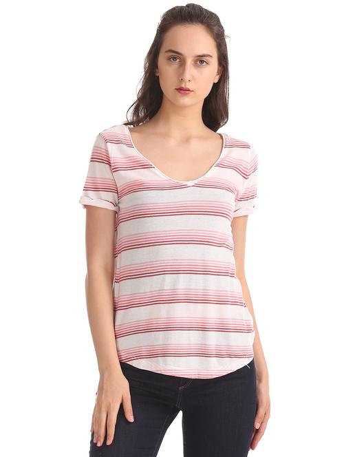 v-neck striped t-shirt - 17695788 - Standard Image - 0
