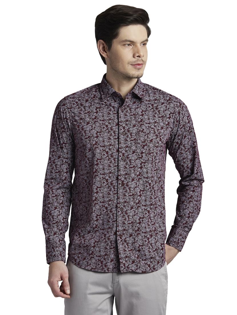 maroon printed casual shirt - 17695971 -  Zoom Image - 0