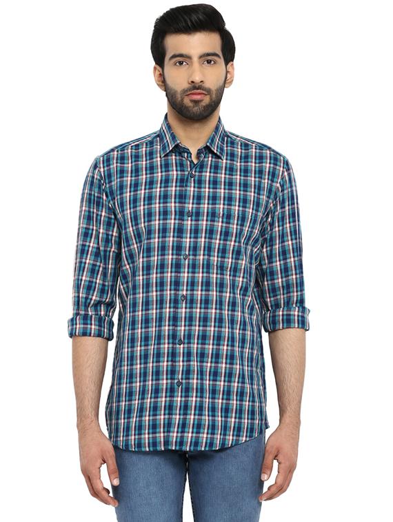 blue checkered casual shirt - 17695983 -  Zoom Image - 0