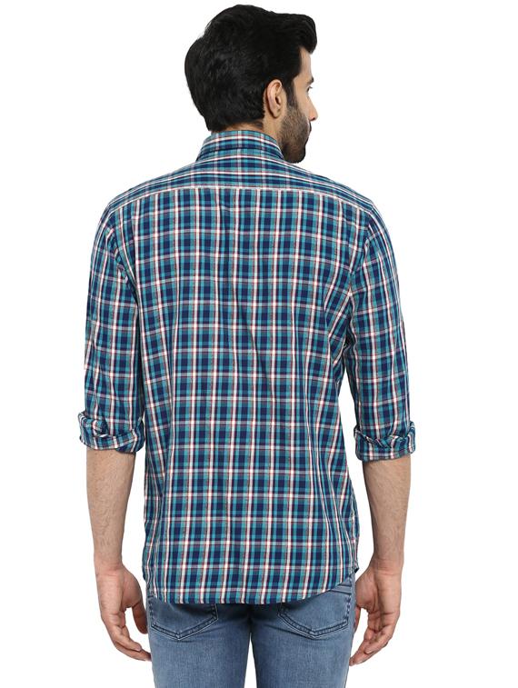 blue checkered casual shirt - 17695983 - Standard Image - 3