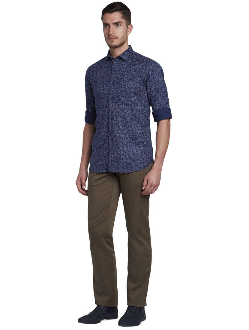 navy blue printed casual shirt - 17695993 - Standard Image - 3