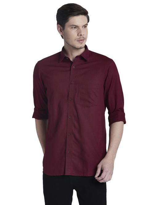 maroon solid casual shirt - 17696073 -  Standard Image - 0