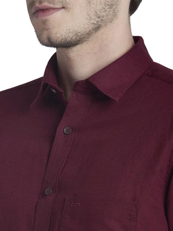 maroon solid casual shirt - 17696073 - Standard Image - 5