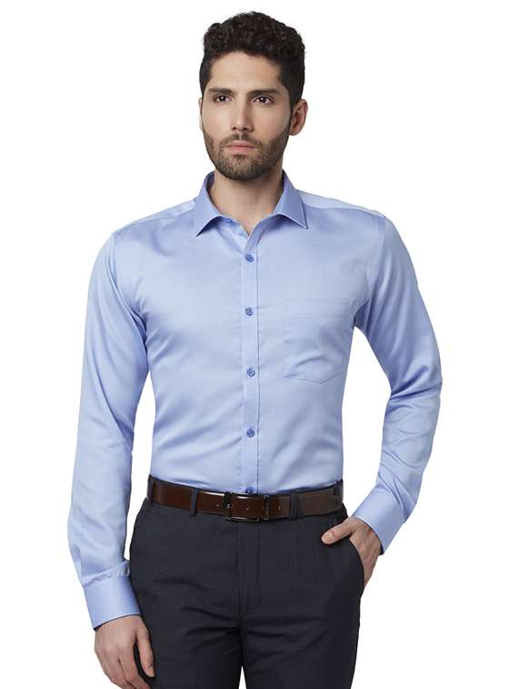 light blue solid formal shirt - 17696318 - Zoom Image - 0