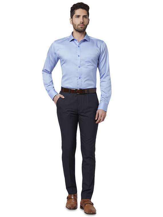light blue solid formal shirt - 17696318 - Standard Image - 3