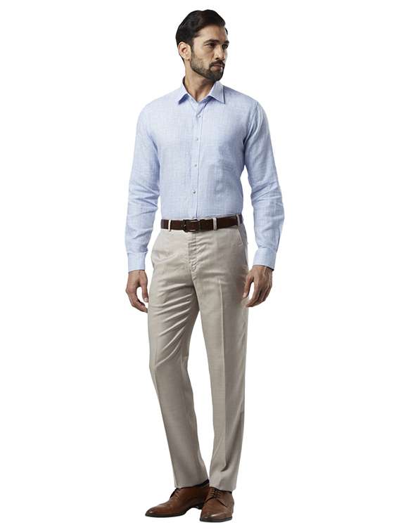 blue checkered linen formal shirt - 17696644 -  Standard Image - 3