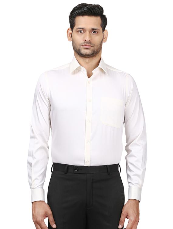 cream solid formal shirt - 17696810 -  Zoom Image - 0