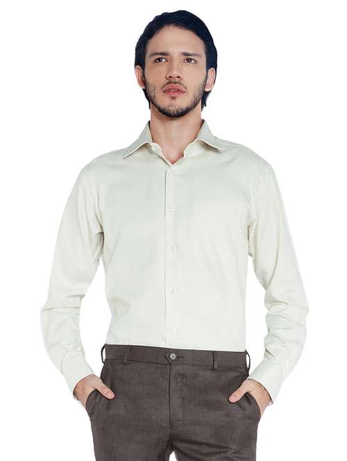 off white solid formal shirt - 17696852 - Standard Image - 0