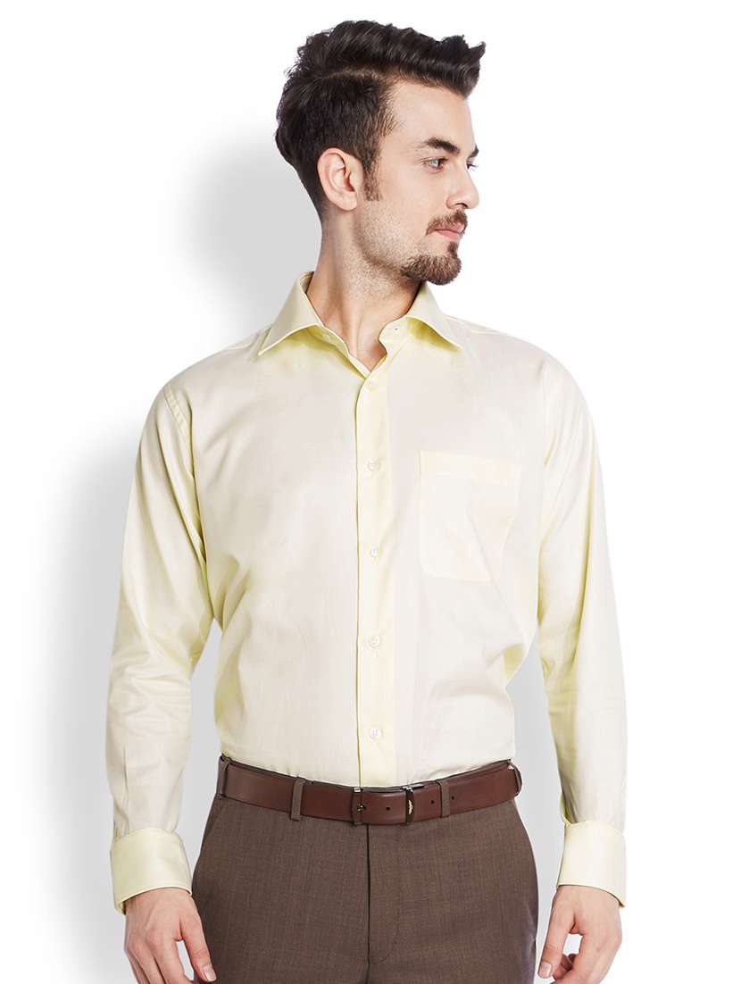 yellow solid formal shirt - 17696862 - Zoom Image - 0