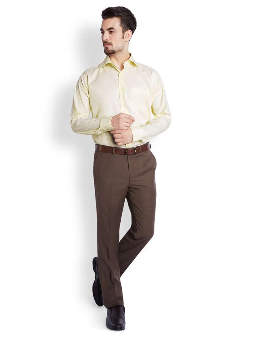 yellow solid formal shirt - 17696862 - Standard Image - 3