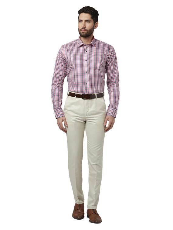cream solid flat front formal trouser - 17697305 - Standard Image - 3