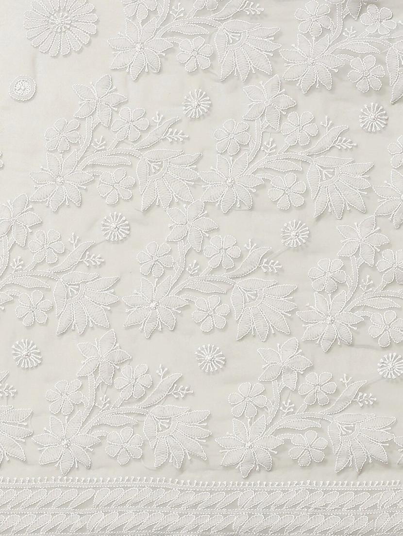 ada hand-embroidered grey chikankari saree with blouse - 17697476 - Standard Image - 3