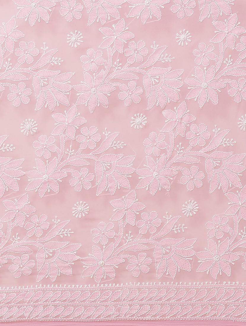 ada hand-embroidered pink chikankari saree with blouse - 17697477 - Standard Image - 3