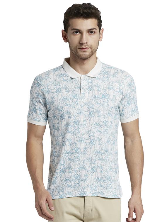 white printed polo t-shirt - 17697841 - Zoom Image - 0