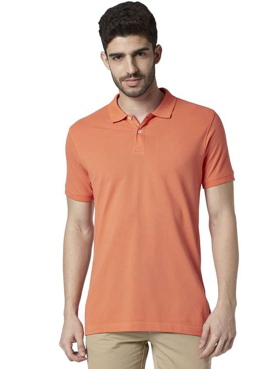 orange solid polo t-shirt - 17697846 - Zoom Image - 0