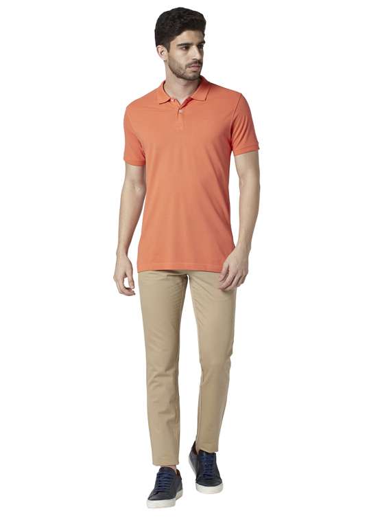 orange solid polo t-shirt - 17697846 - Standard Image - 3