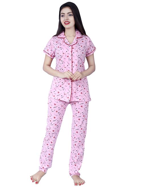 pink printed nightwear pajama set - 17698203 - Standard Image - 0