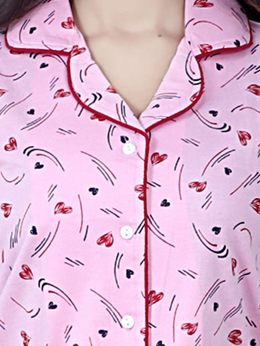 pink printed nightwear pajama set - 17698203 - Standard Image - 3