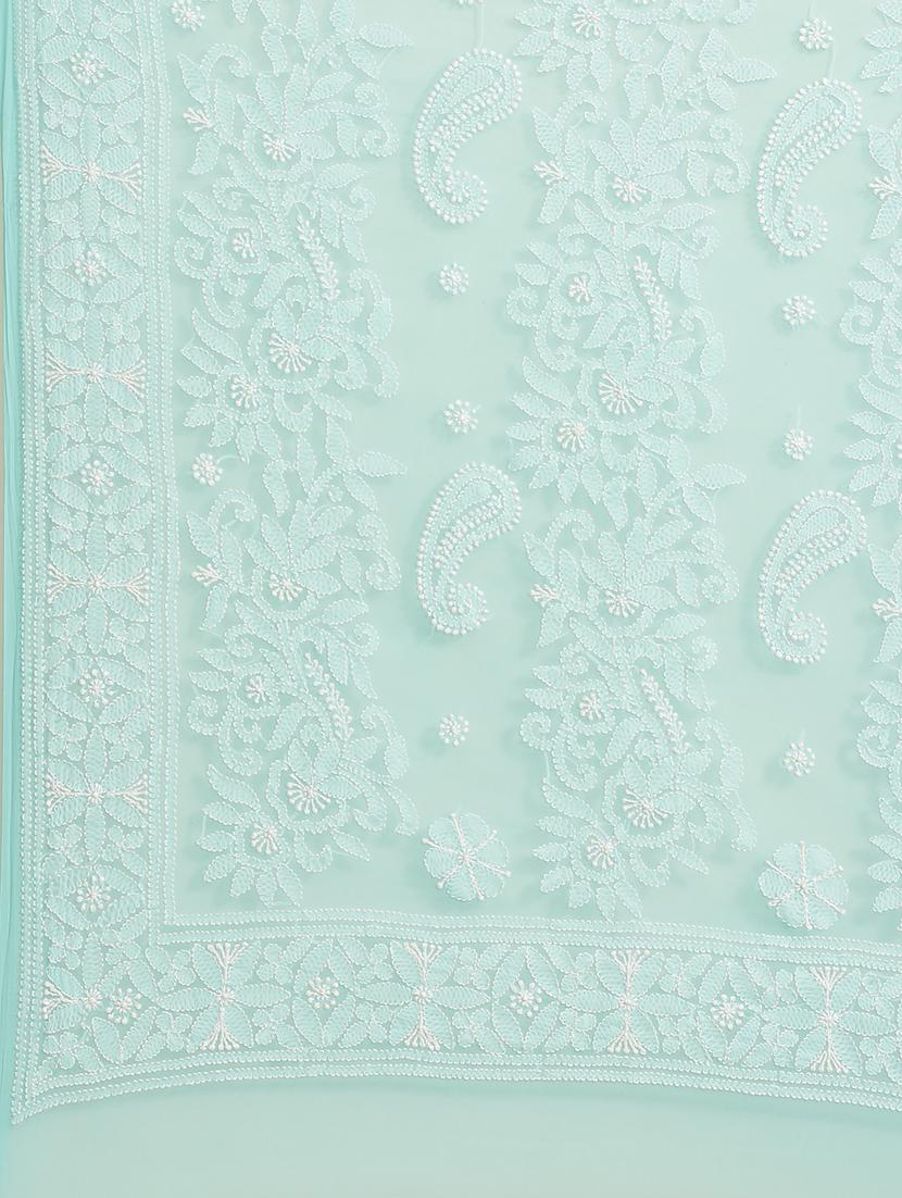 ada hand-embroidered green chikankari saree with blouse - 17707258 - Standard Image - 3