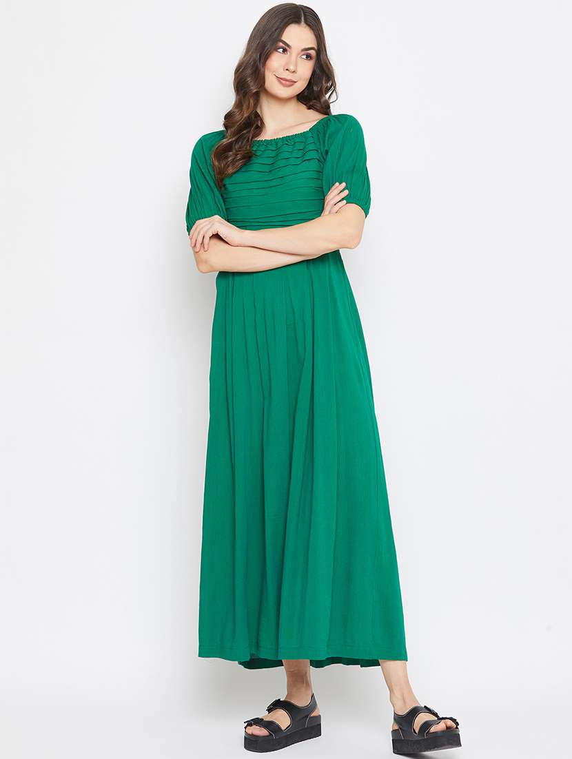 boat neck solid maxi dress
