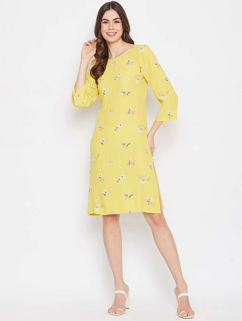 round neck floral shift dress