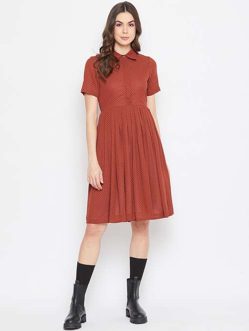 pleated polka dot shirt dress - 17709286 -  Standard Image - 0