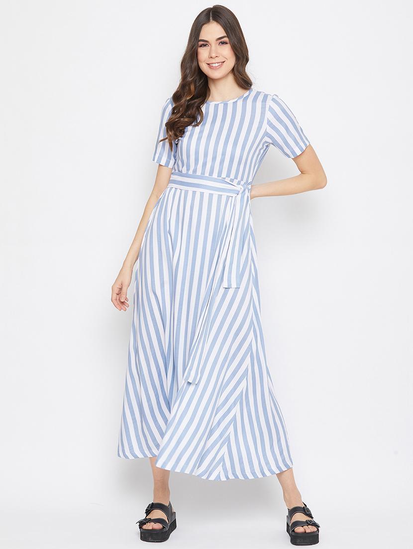 tie front striped maxi dress - 17709287 - Zoom Image - 0