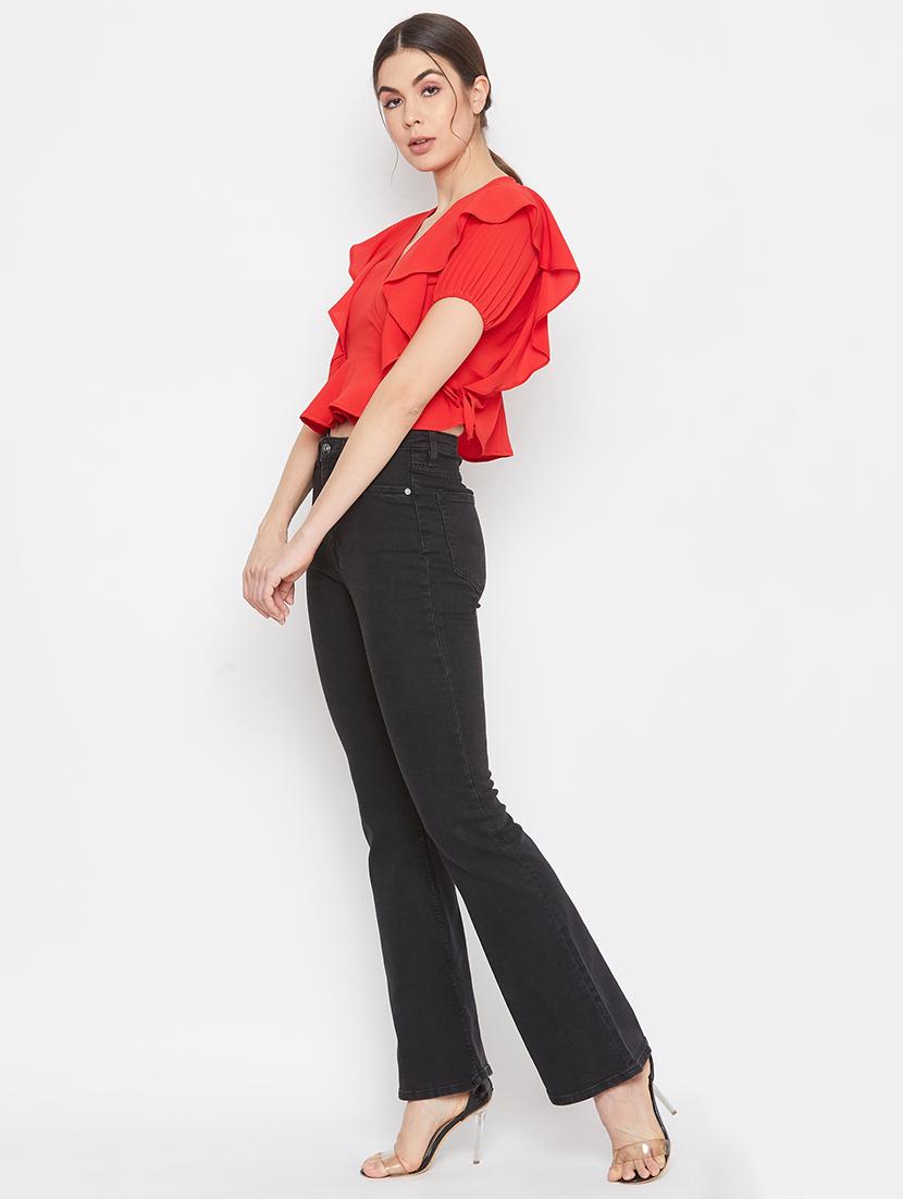 ruffled crop wrap top - 17709299 - Standard Image - 3