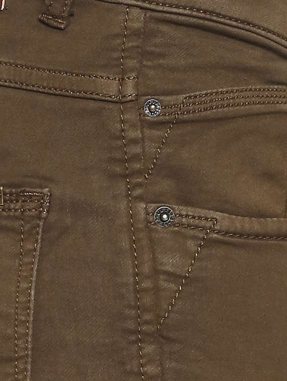 brown solid flat front casual trouser - 17709363 -  Standard Image - 3