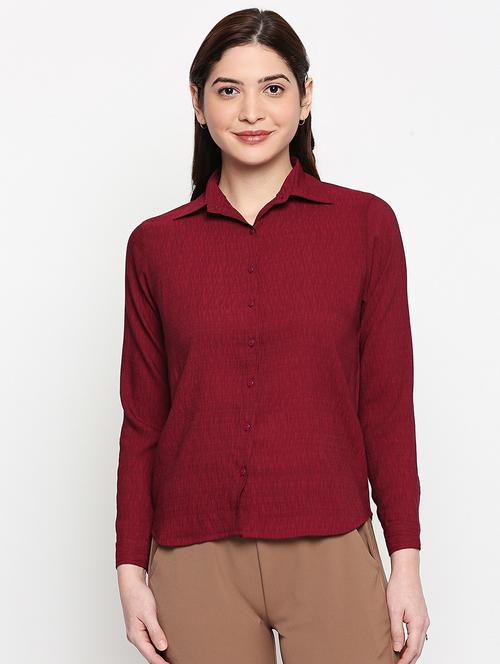 maroon solid regular shirt - 17709506 -  Standard Image - 0