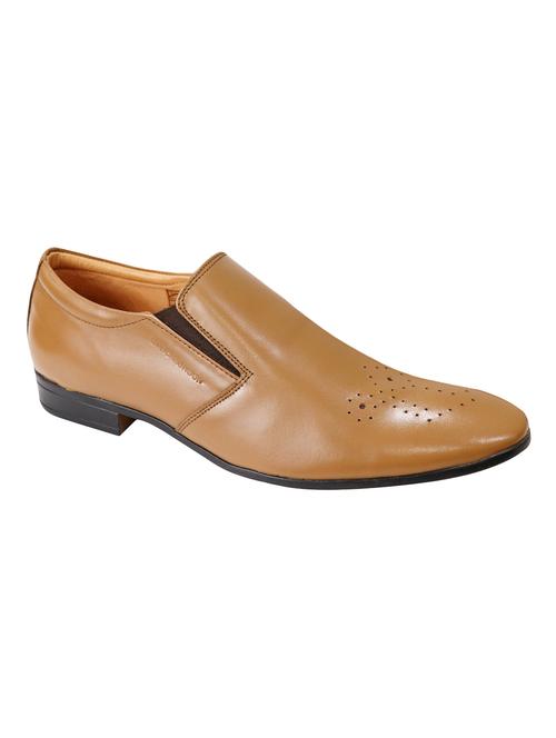 brown leather slip on brouges - 17709542 - Standard Image - 0
