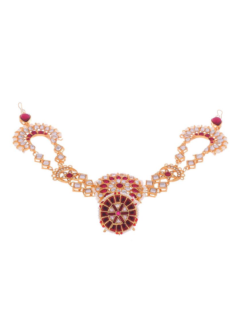 gold brass maang teekas - 17709614 - Standard Image - 3