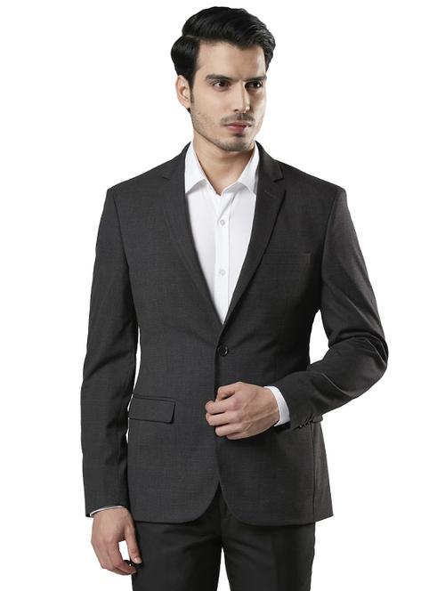 black self design single breasted formal blazer - 17709665 -  Standard Image - 0