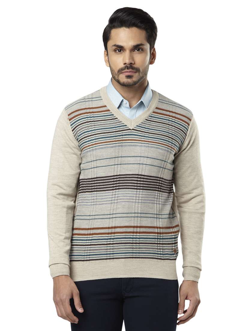 beige striped pullover