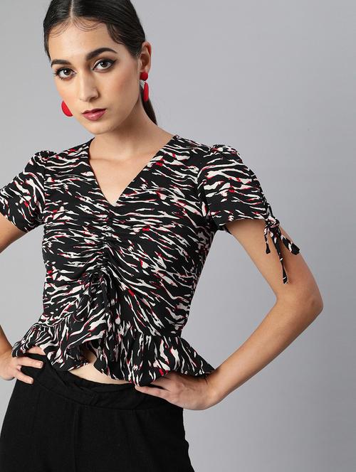 women's blouson v neck top - 17710080 - Standard Image - 0