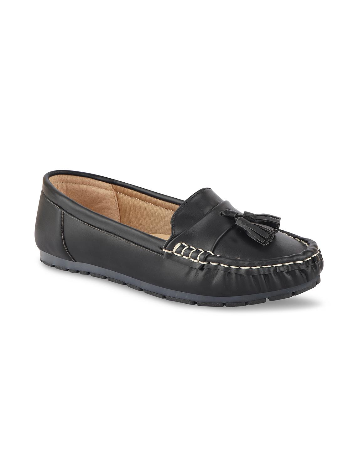 black synthetic slip on loafers - 17710122 - Zoom Image - 0