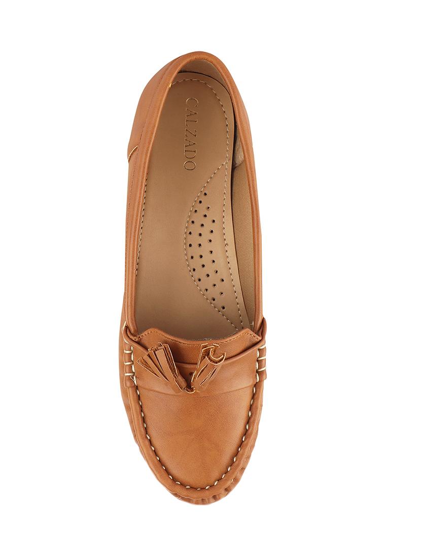 tan synthetic slip on loafers - 17710124 - Standard Image - 3
