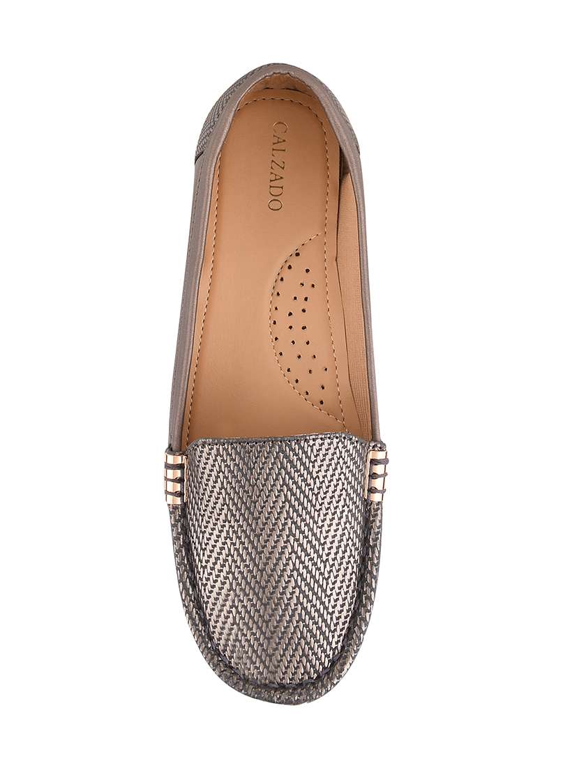 metallic synthetic slip on loafers - 17710125 -  Standard Image - 3
