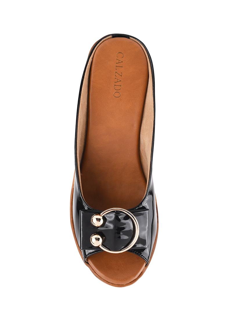 black slip on wedge - 17710396 - Standard Image - 3