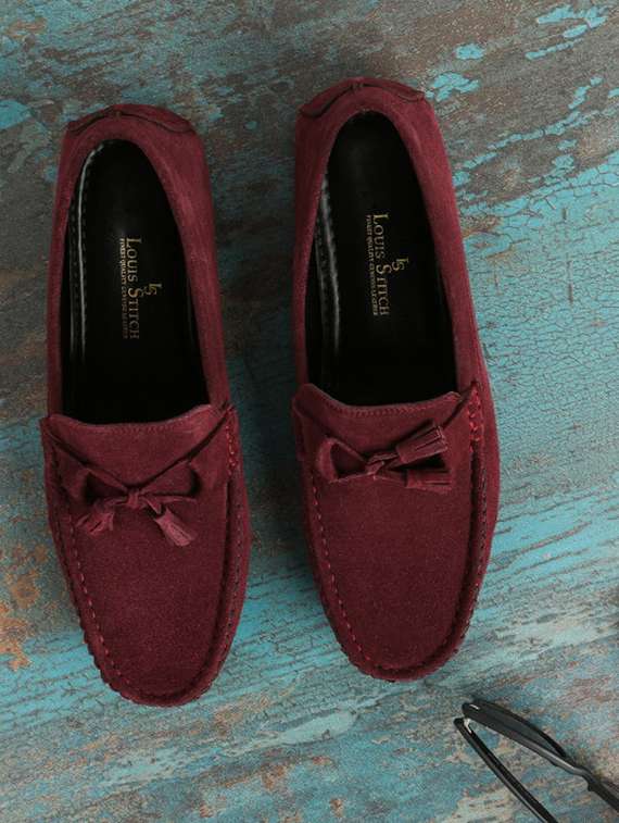 red slip on  loafer
