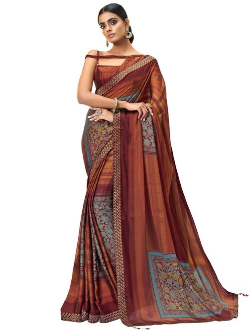 floral printed saree with blouse - 17714773 -  Standard Image - 0
