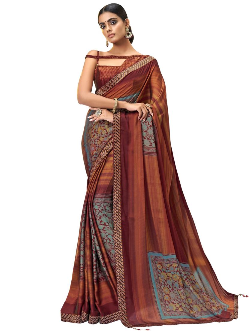 floral printed saree with blouse - 17714773 -  Zoom Image - 0