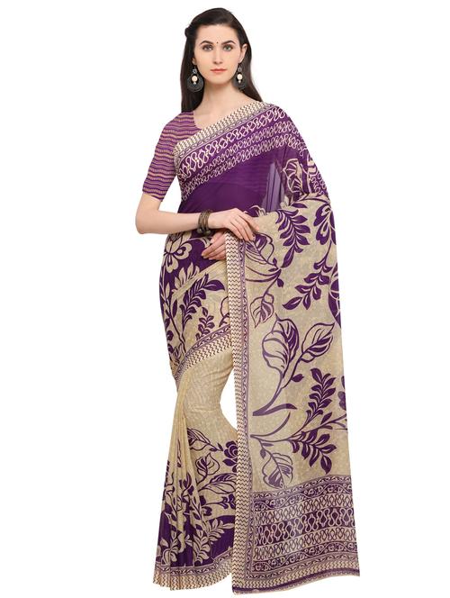 floral printed saree with blouse - 17714775 - Standard Image - 0