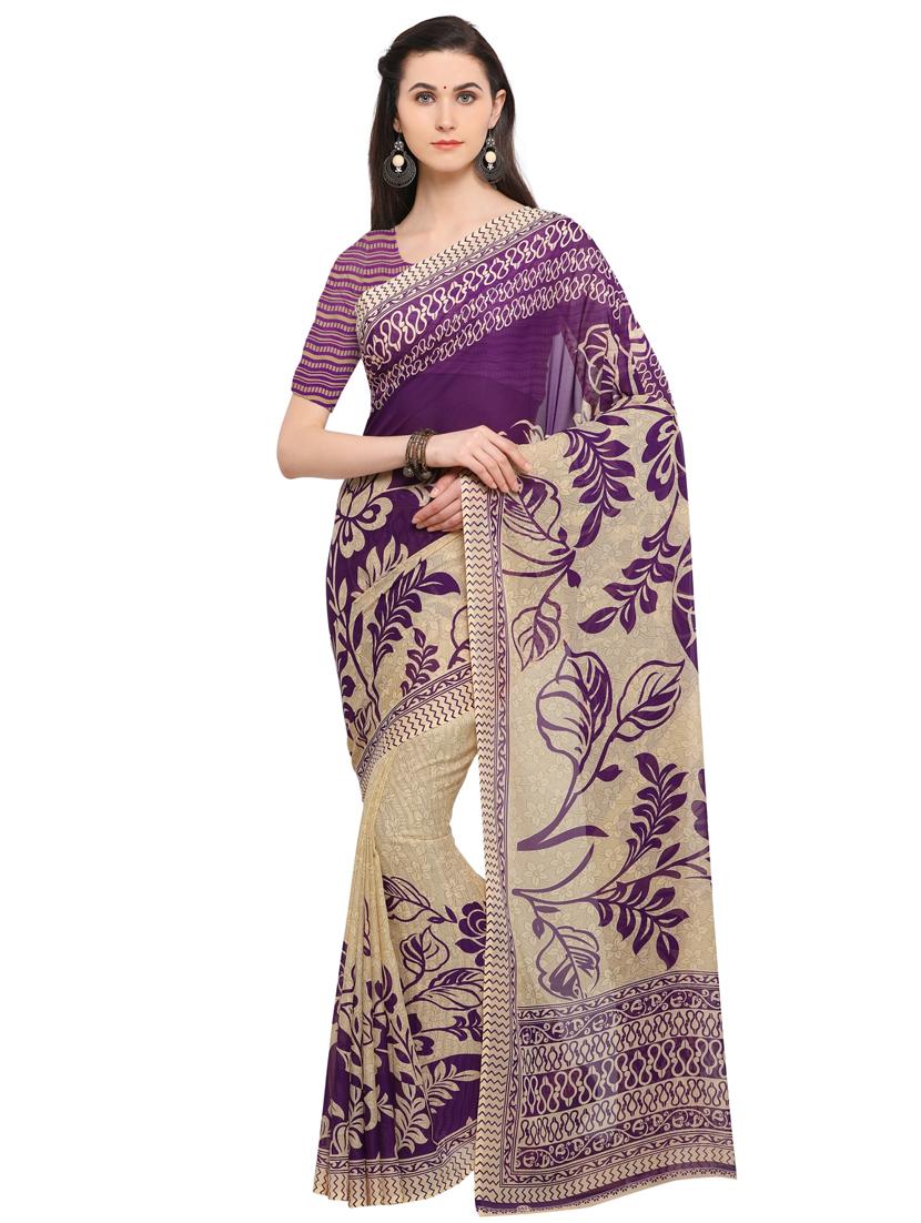 floral printed saree with blouse - 17714775 - Zoom Image - 0