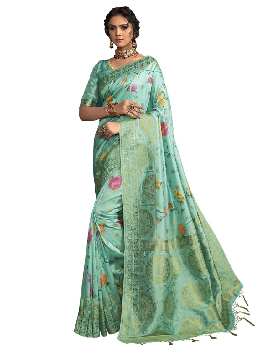 floral printed saree with blouse - 17714779 -  Zoom Image - 0